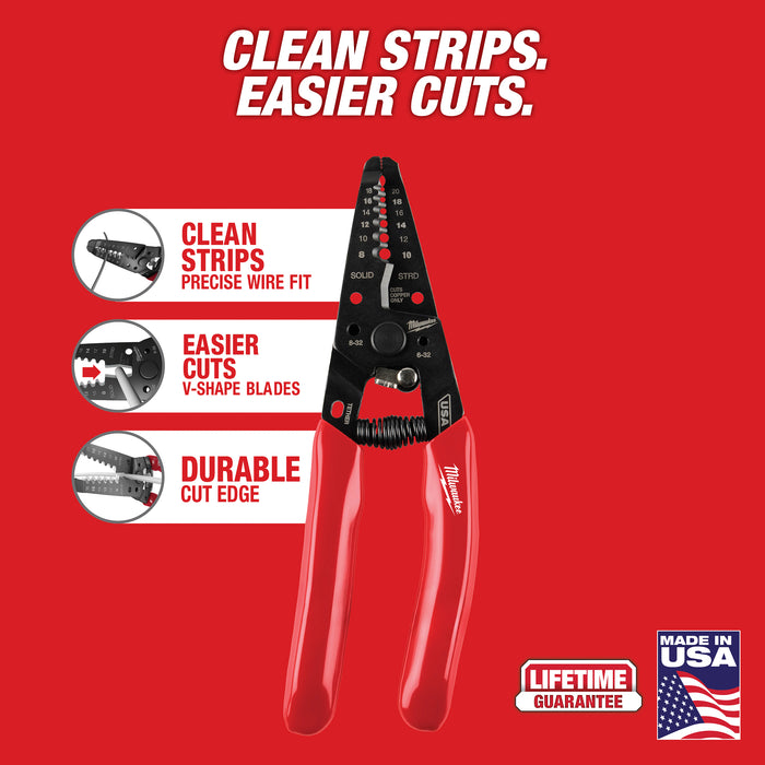 Milwaukee 8-20 AWG Dipped Grip Wire Stripper & Cutter (USA)