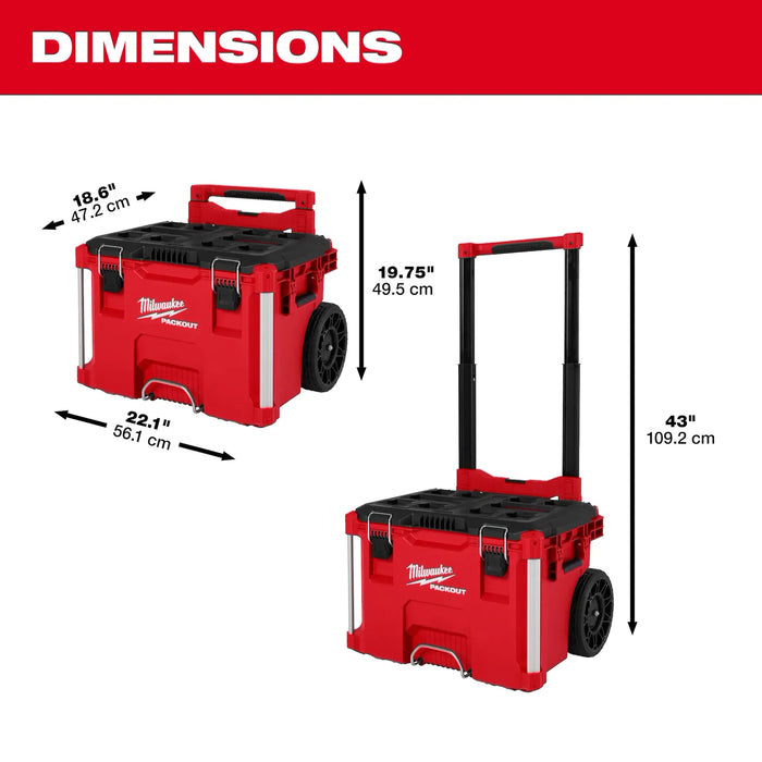 Milwaukee Tool PACKOUT 22 in. Rolling Modular Tool Box for Storage