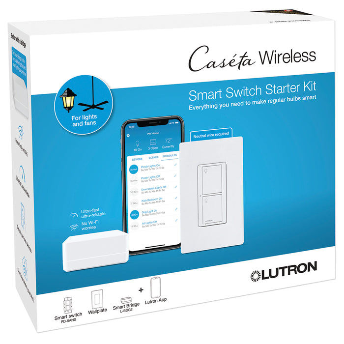 Kit d'interrupteurs intelligents encastrables Lutron Caseta, modèle P-BDG-PKG1WS-C*