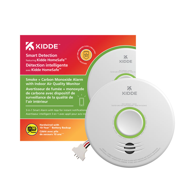 Kidde SMART Hardwired Smoke + Carbon Monoxide Alarm with Indoor Air Quality Monitor, Model P4010ACSCOAQ-WFCA