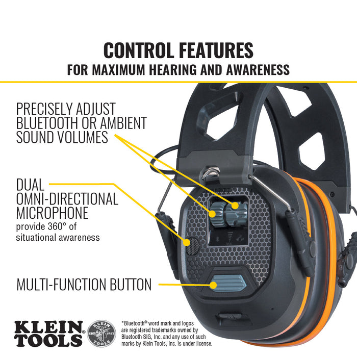 Klein Tools Situational Awareness Bluetooth Earmuffs, Model AESEM1S