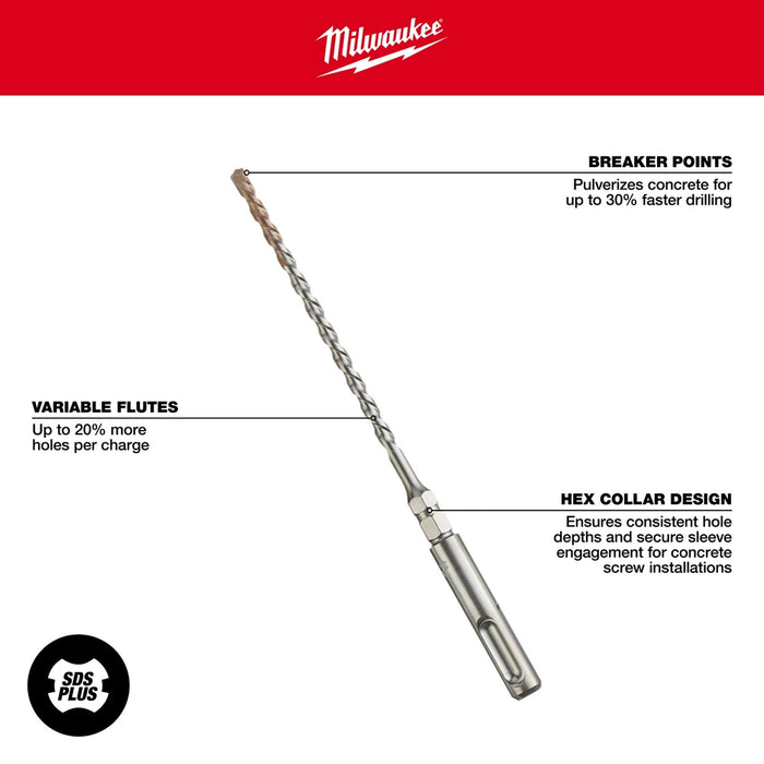 Milwaukee SDS Bit 5/32" x 7" with 1/4" Hex