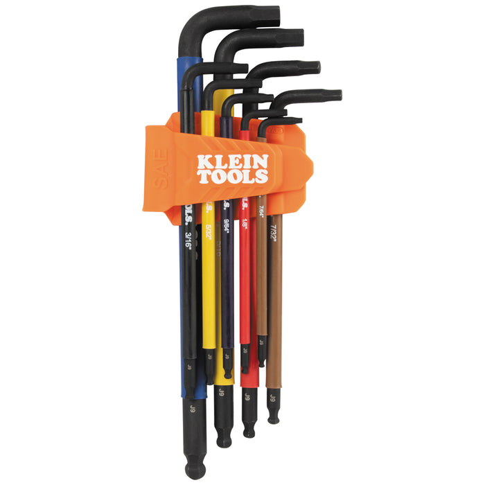 Klein Tools Color-Coded Extra-Long L Style Hex Key Caddy Set, SAE, 9-Piece, Model BLS9*