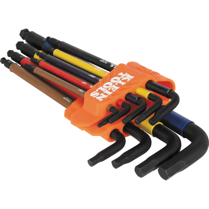 Klein Tools Color-Coded Extra-Long L Style Hex Key Caddy Set, SAE, 9-Piece, Model BLS9*