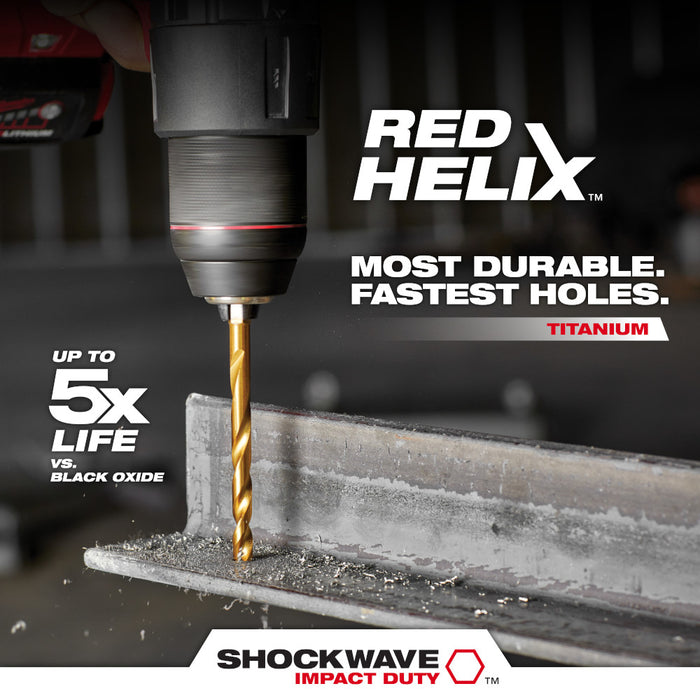 Milwaukee 1/4" SHOCKWAVE™ Impact Duty RED HELIX™ Titanium Drill Bit