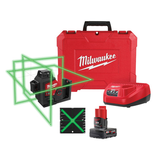 Milwaukee M12™ Green 360-Degree 3-Plane Laser Kit