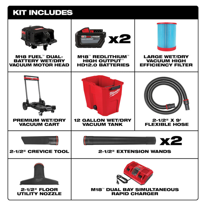 Milwaukee M18 FUEL™ 12 Gallon Dual-Battery Wet/Dry Vacuum Kit