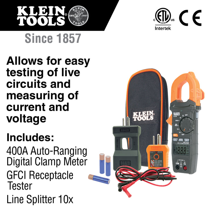 Klein Tools Clamp Meter Electrical Test Kit, Model CL120KIT*