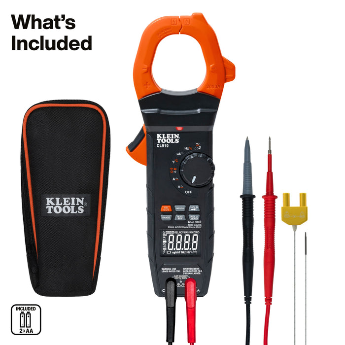 Klein Tools 2000A AC/DC Auto-Ranging TRMS Clamp Meter with Worklight
