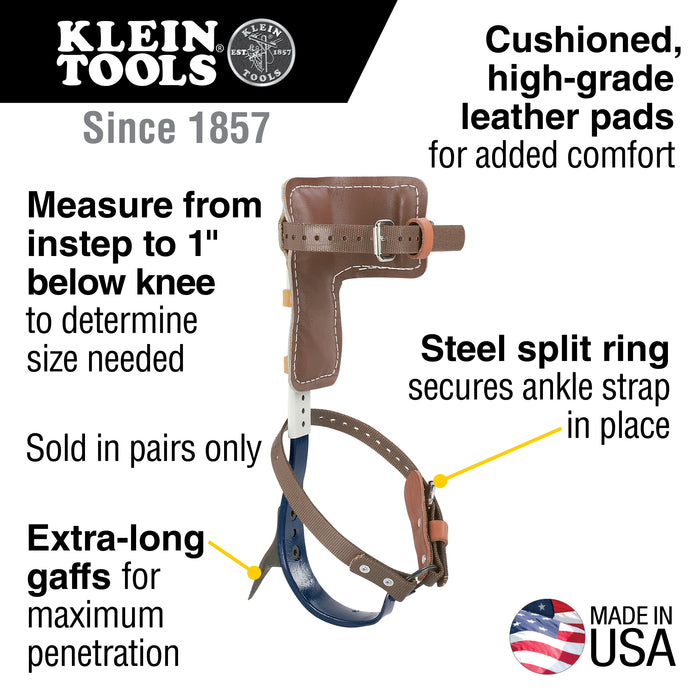 Klein Tools Tree Climber Set 2-3/4-Inch Gaffs, 15 to 19 Inch, Model CN1907AR*
