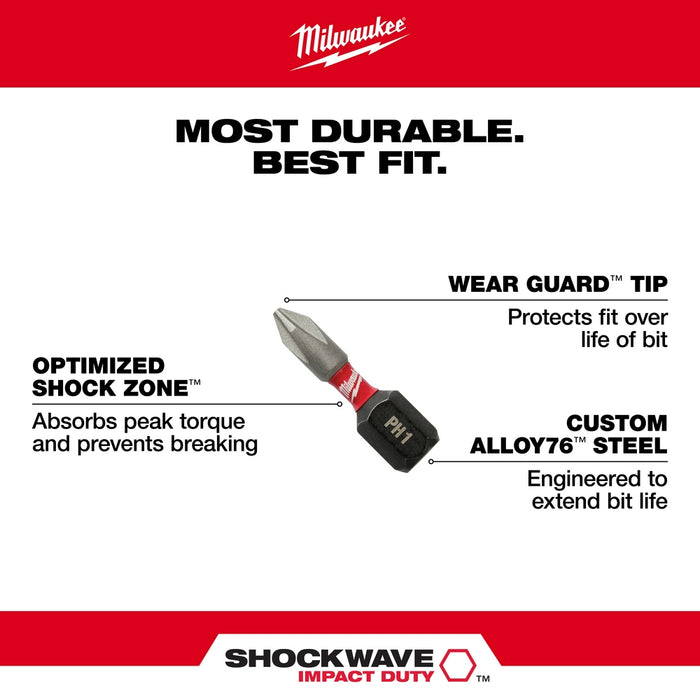 Milwaukee SHOCKWAVE™ Square Recess #2 Insert Bit 10PK