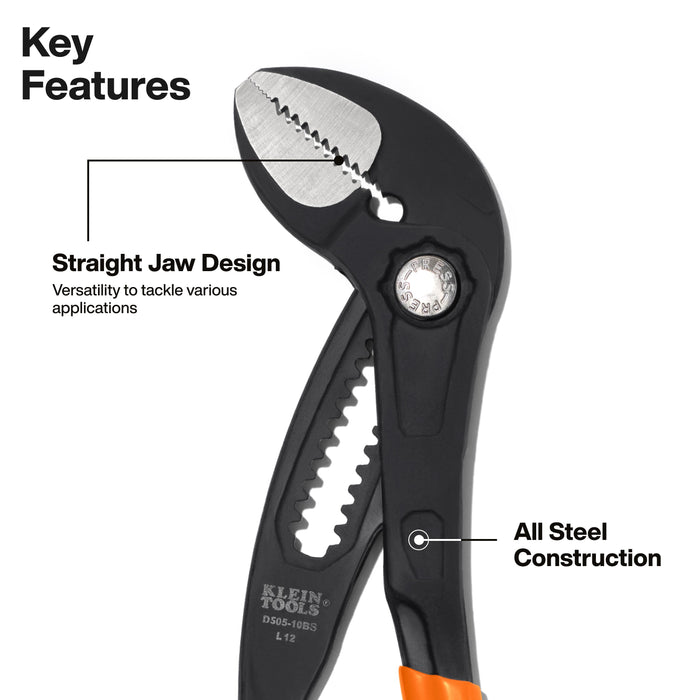 Klein Tools Straight Jaw Quick-Adjust Pump Pliers, 10-Inch