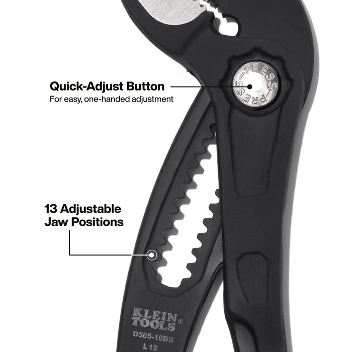 Klein Tools Straight Jaw Quick-Adjust Pump Pliers, 10-Inch
