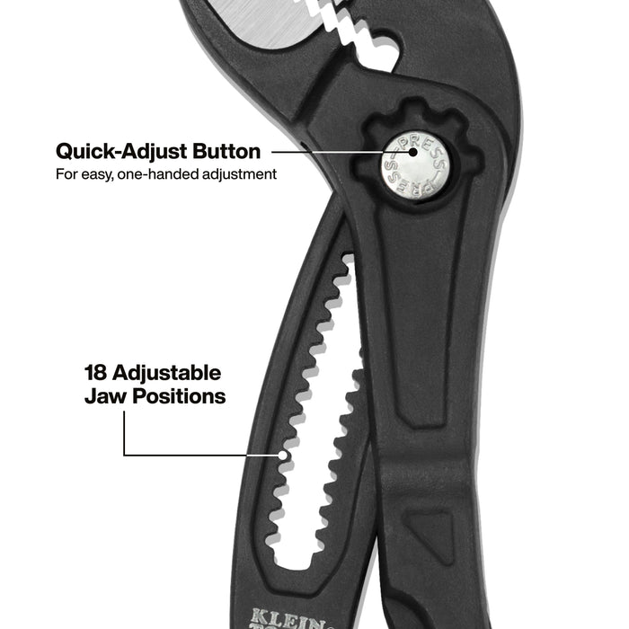 Klein Tools Straight Jaw Quick-Adjust Pump Pliers, 12-Inch