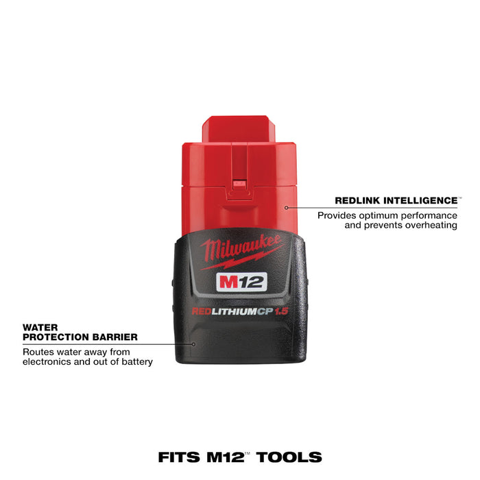 Milwaukee M12™ REDLITHIUM™ 1.5Ah Compact Battery Pack (2 Piece)
