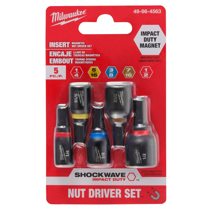 Milwaukee SHOCKWAVE™ 1" Impact Duty Insert Magnetic Nut Driver Set 5PC