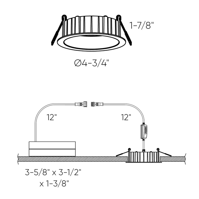 Dals Lighting White 4" Regressed Panel Color Temperature Changeable, Model DRR4-CC-WH*