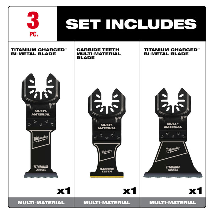 Milwaukee OPEN-LOK™ Multi-Material Multi-Tool Blade Variety Pack 3PC