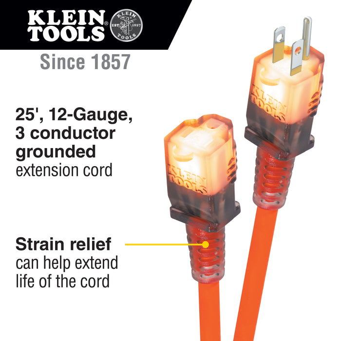 Klein Tools Glow End Extension Cord, 25-Foot, Model EXC2515*