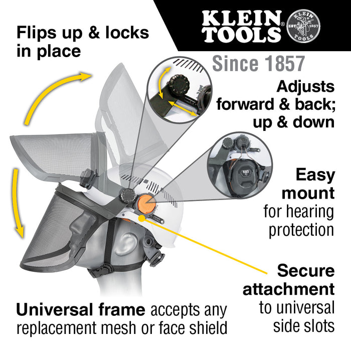 Klein Tools Face Shield, Full Brim Hard Hat, Clear, Model 60528*