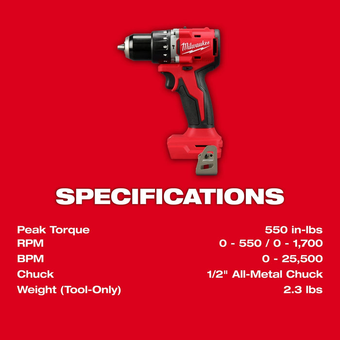Milwaukee M18™ Compact Brushless 1/2" Hammer Drill/Driver