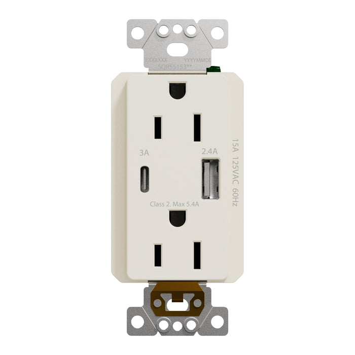 Schneider Electric Usb A/C 5.4A Chargr Tr Duplx 15A Recp La
