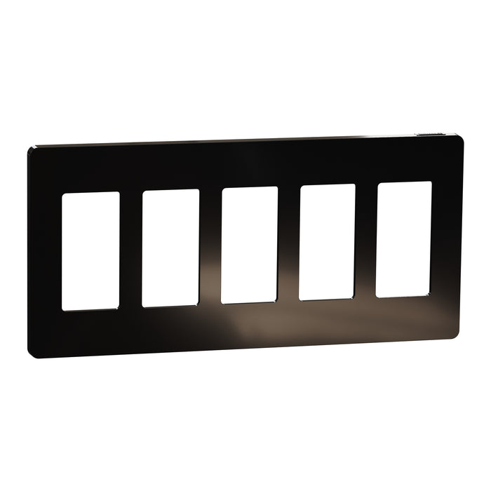 Square D 5 Gang Screwless Matte Wall Plate Bk