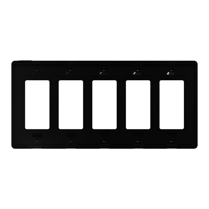 Square D 5 Gang Screwless Matte Wall Plate Bk