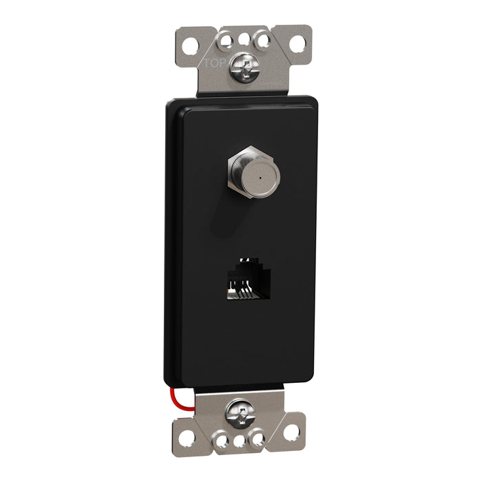 Square D Catv/Tel F/Rj11 4P4C Strap Bk