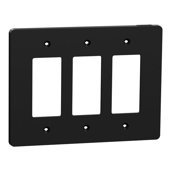 Square D 3 Gang Mid+ Wall Plate Bk