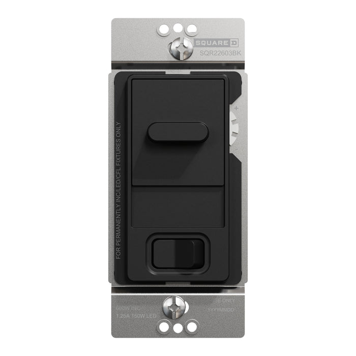 Schneider Electric Slide Dual-Ld Dim. 600W Resi Sngl Pol Bk