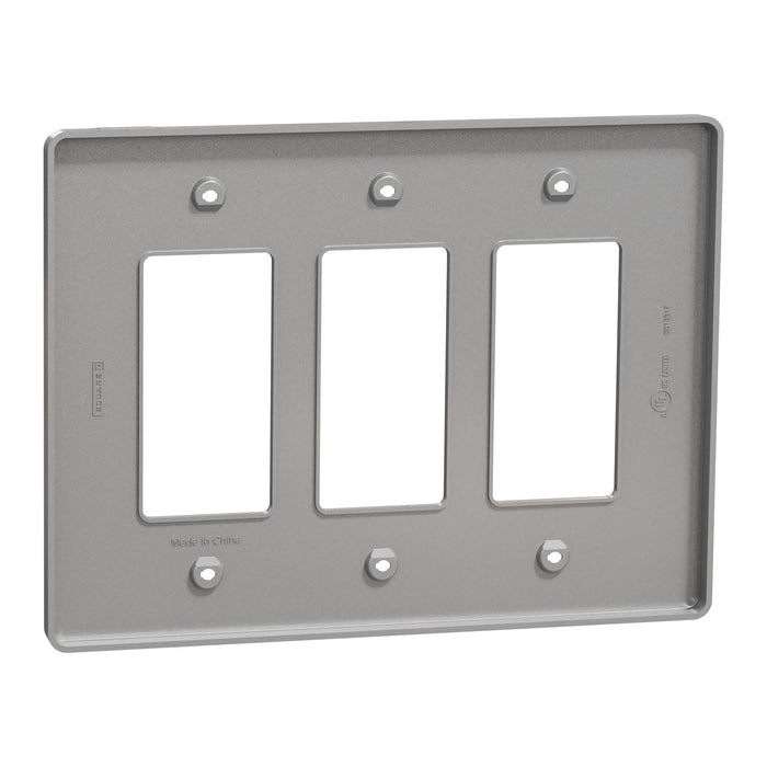 Square D 3 Gang Mid+ Wall Plate Gy