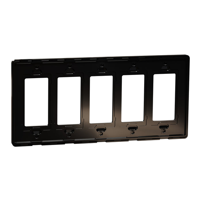 Square D 5 Gang Screwless Matte Wall Plate Bk