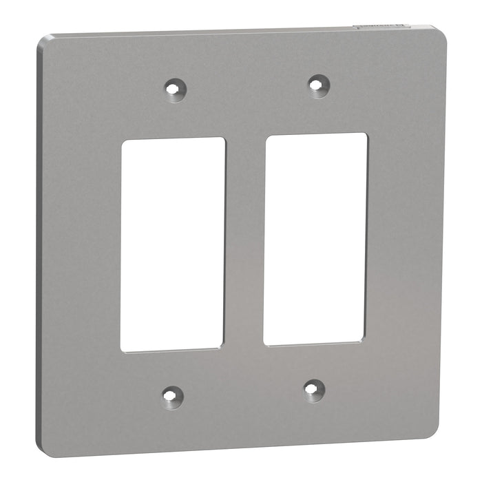 Square D 2 Gang Mid+ Wall Plate Gy