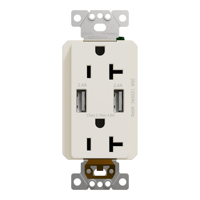 Schneider Electric Usb A/A 4.8A Chargr Tr Duplx 20A Recp La