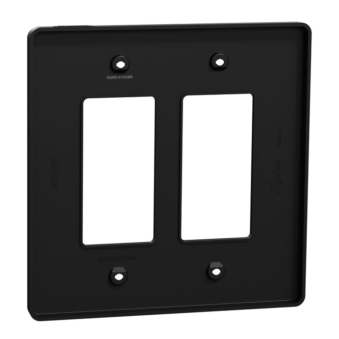 Square D 2 Gang Mid+ Wall Plate Bk