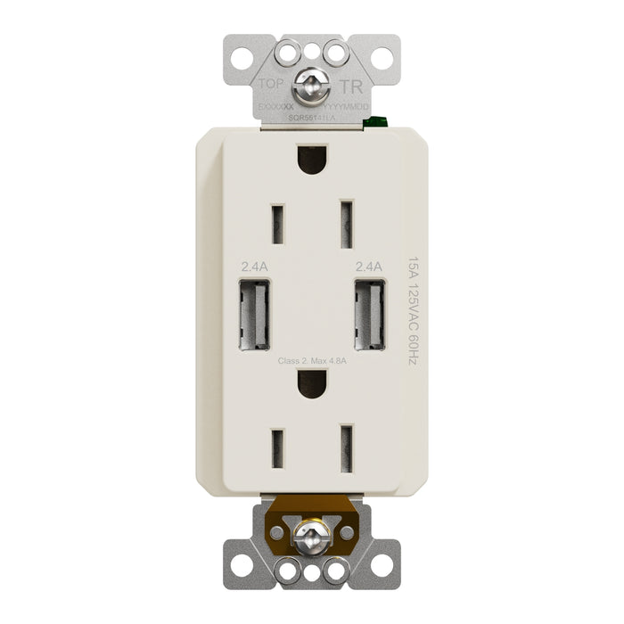 Schneider Electric Usb A/A 4.8A Chargr Tr Duplx 15A Recp La