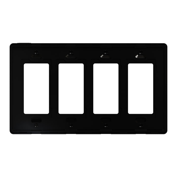 Square D 4 Gang Screwless Matte Wall Plate Bk