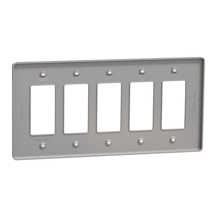 Square D 5 Gang Mid+ Wall Plate Gy