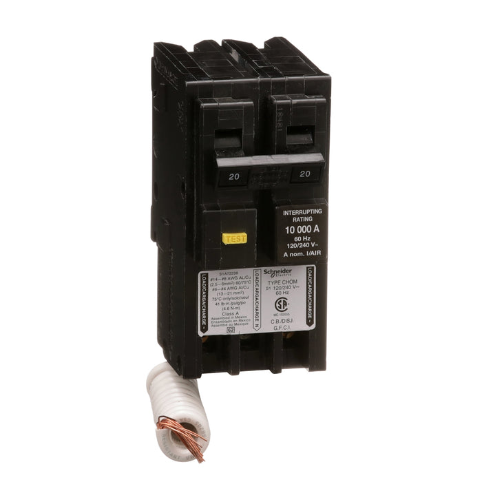 Schneider Electric Miniature Circuit Breaker 120V 20A Chom220Gfi