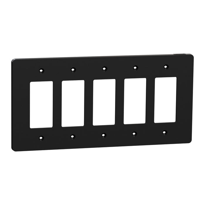 Square D 5 Gang Mid+ Wall Plate Bk