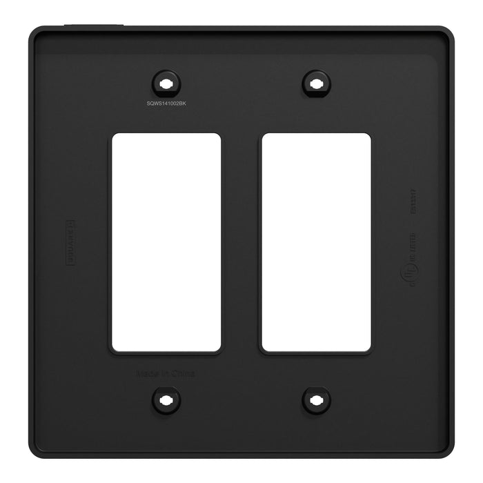 Square D 2 Gang Mid+ Wall Plate Bk