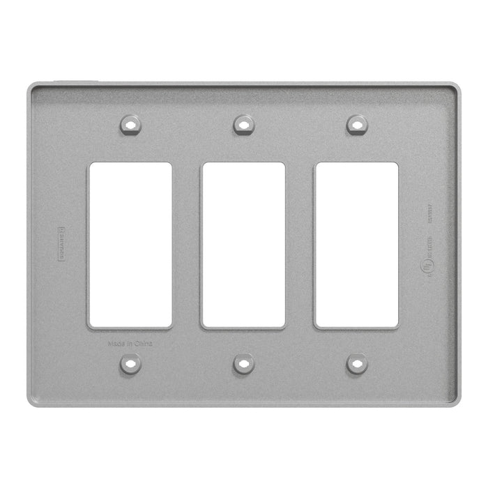 Square D 3 Gang Mid+ Wall Plate Gy
