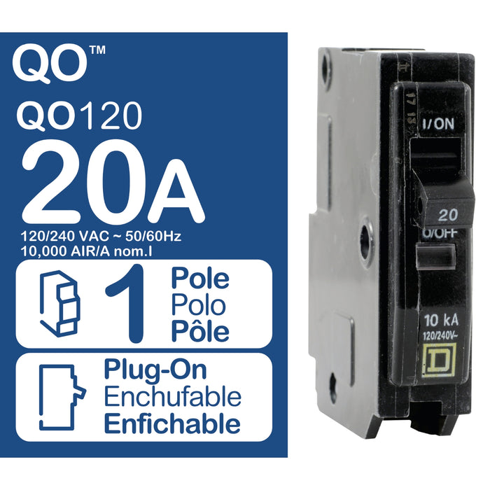 Square D Miniature Circuit Breaker 120/240V 20A