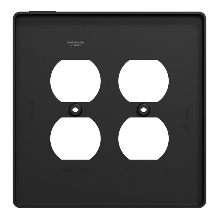 Square D 2 G Mid+ 2 Duplex Outlet Wall Plt Bk