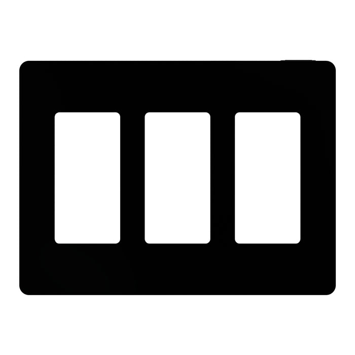 Square D 3 Gang Screwless Matte Wall Plate Bk