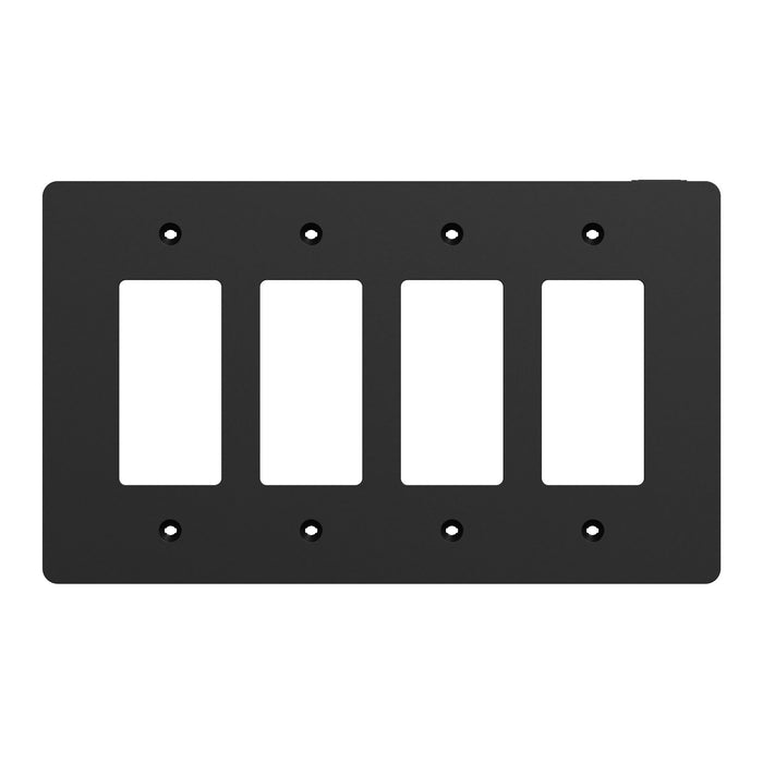 Square D 4 Gang Mid+ Wall Plate Bk