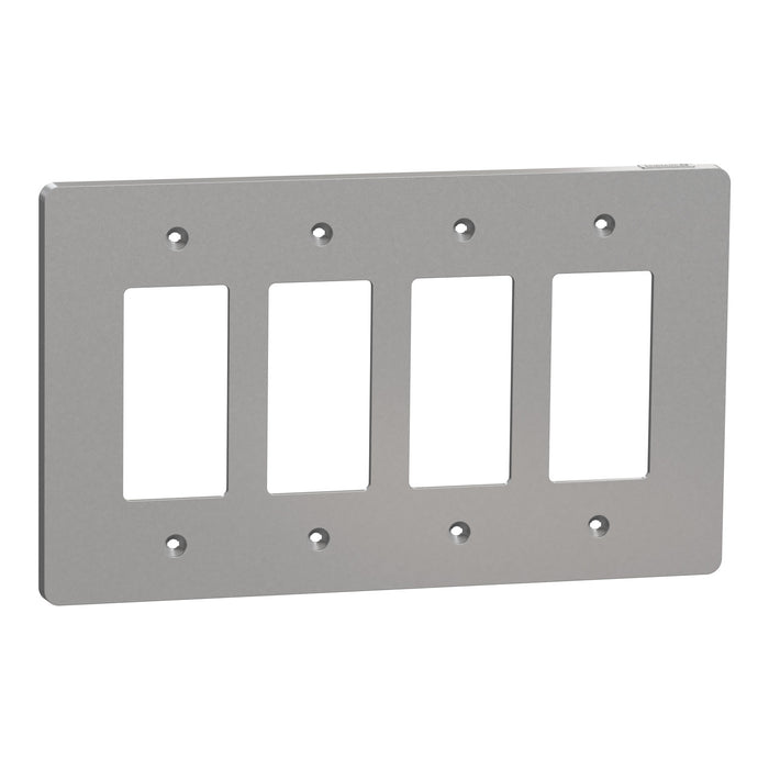 Square D 4 Gang Mid+ Wall Plate Gy