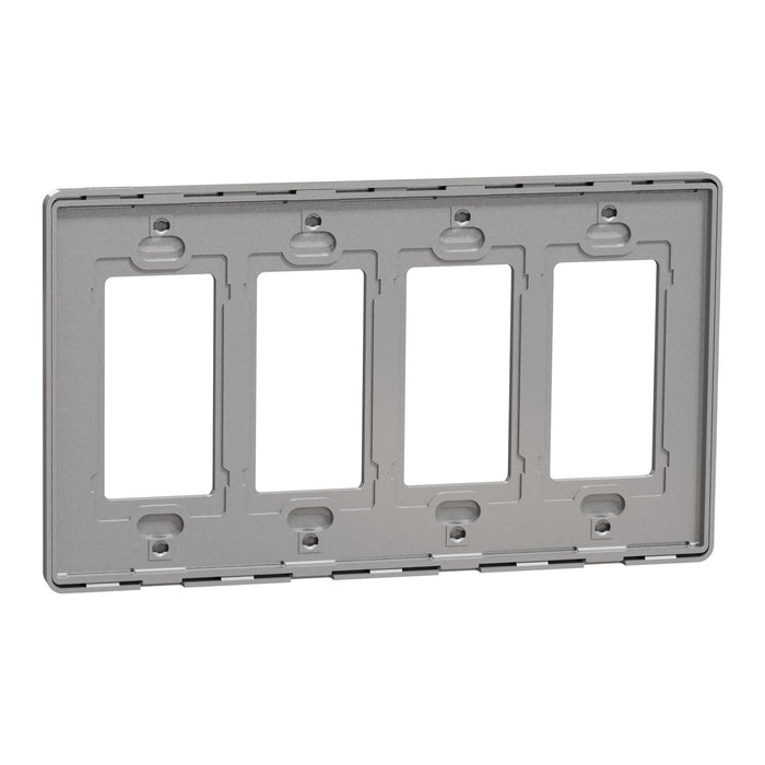 Square D 4 Gang Screwless Matte Wall Plate Gy