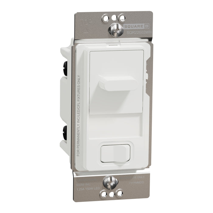 Schneider Electric Slide Dual-Ld Dim. 600W Resi Sngl Pol Wh